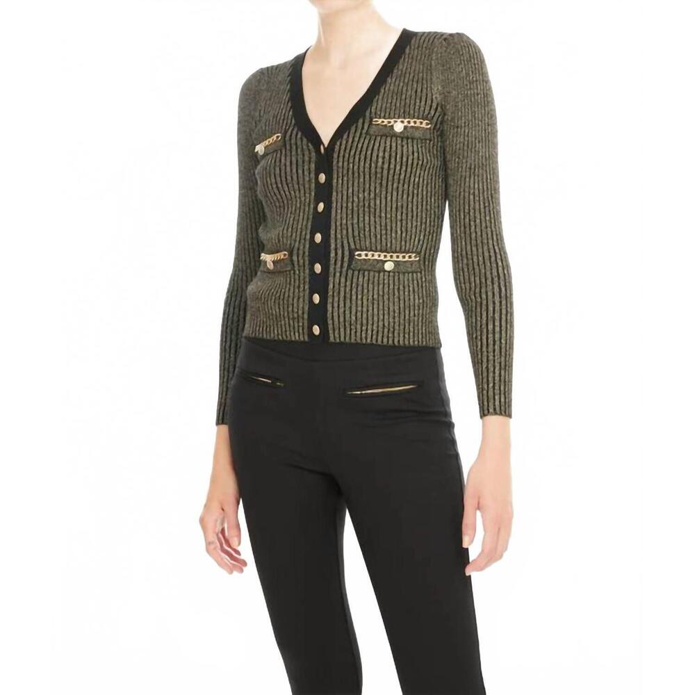 NEW GENERATION LOVE ruby lurex cardigan in black/gold